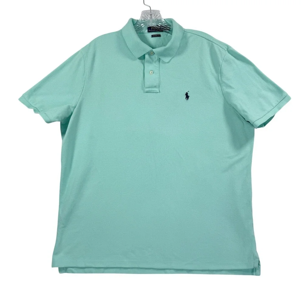 Polo Ralph Lauren Polo Shirt Mens L Mint Green Classic Fit Short Sleeve Preppy